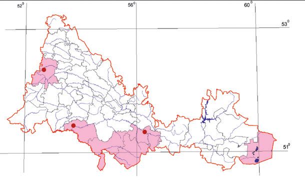 Распространение Большой подорлик – Aquila clanga (популяции европейской части России
