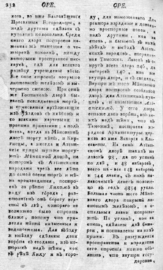 Описание Оренбурга в географическом лексиконе Российского государства издания 1773 года
